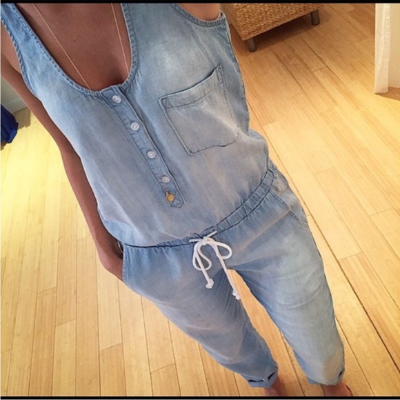 Bella Dahl Jumper Denim Jumpsuit Size Medium - Picture 3 of 8